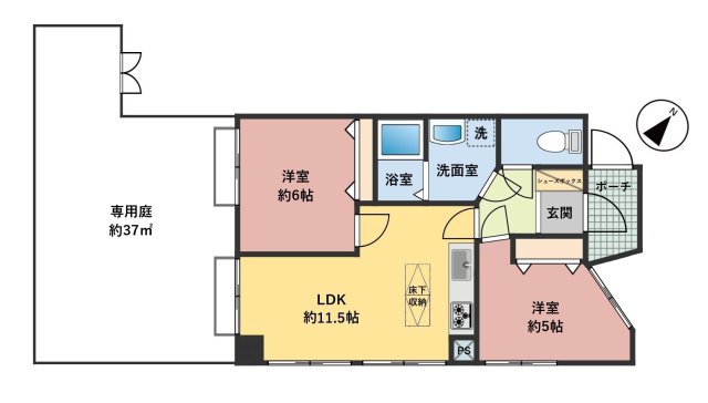 間取 - 2LDK・専用庭有